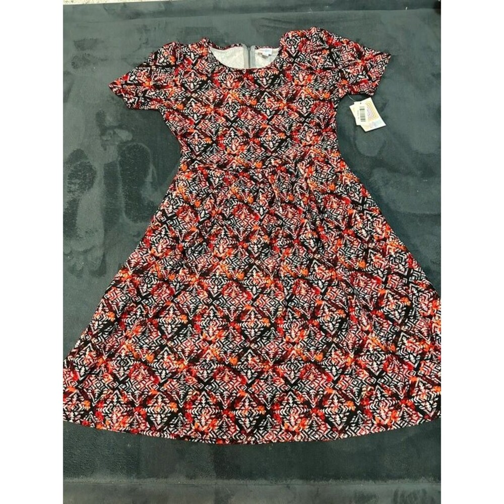 Lularoe Amelia print pleated dress XL